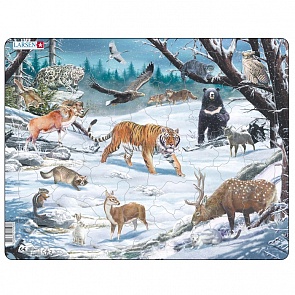 Пазл - Животные Сибири и Дальнего Востока, 66 деталей (Larsen, FH34k)